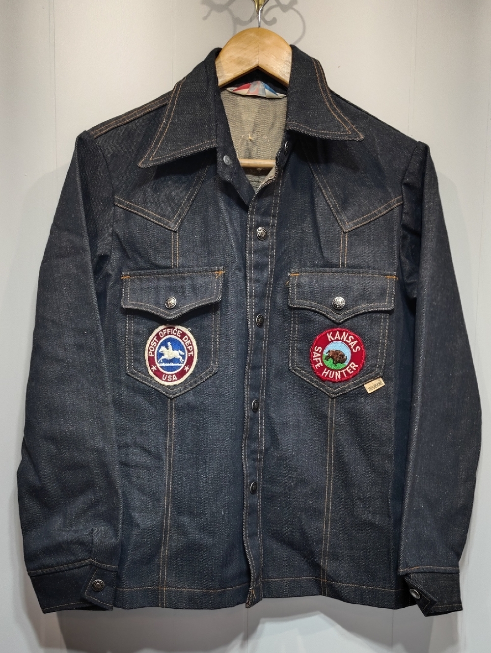 Sears‎ Put On Shop Denim Jacket Size 16  Patched Trucker Jean Vintage